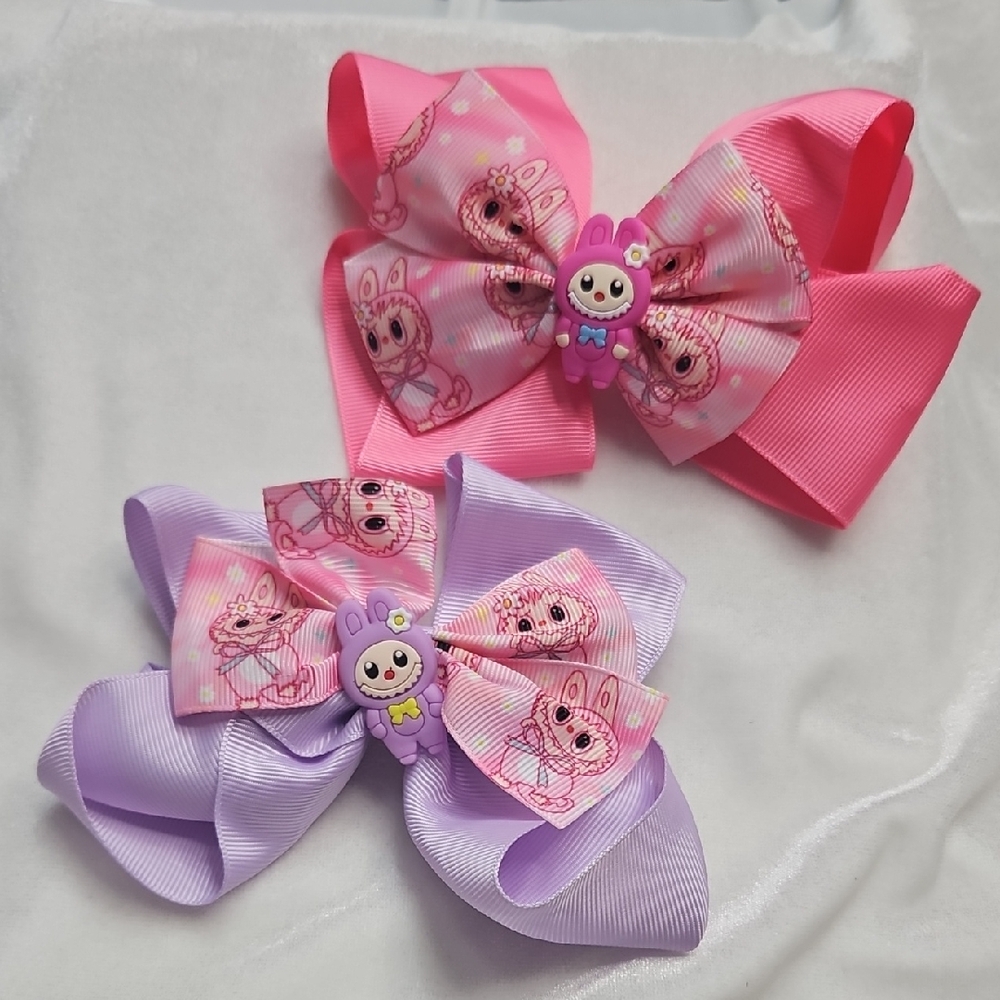 Girl's Set of 2 Labubu Monsters Hairbows Hair Accessories Clip On Cute Trendy